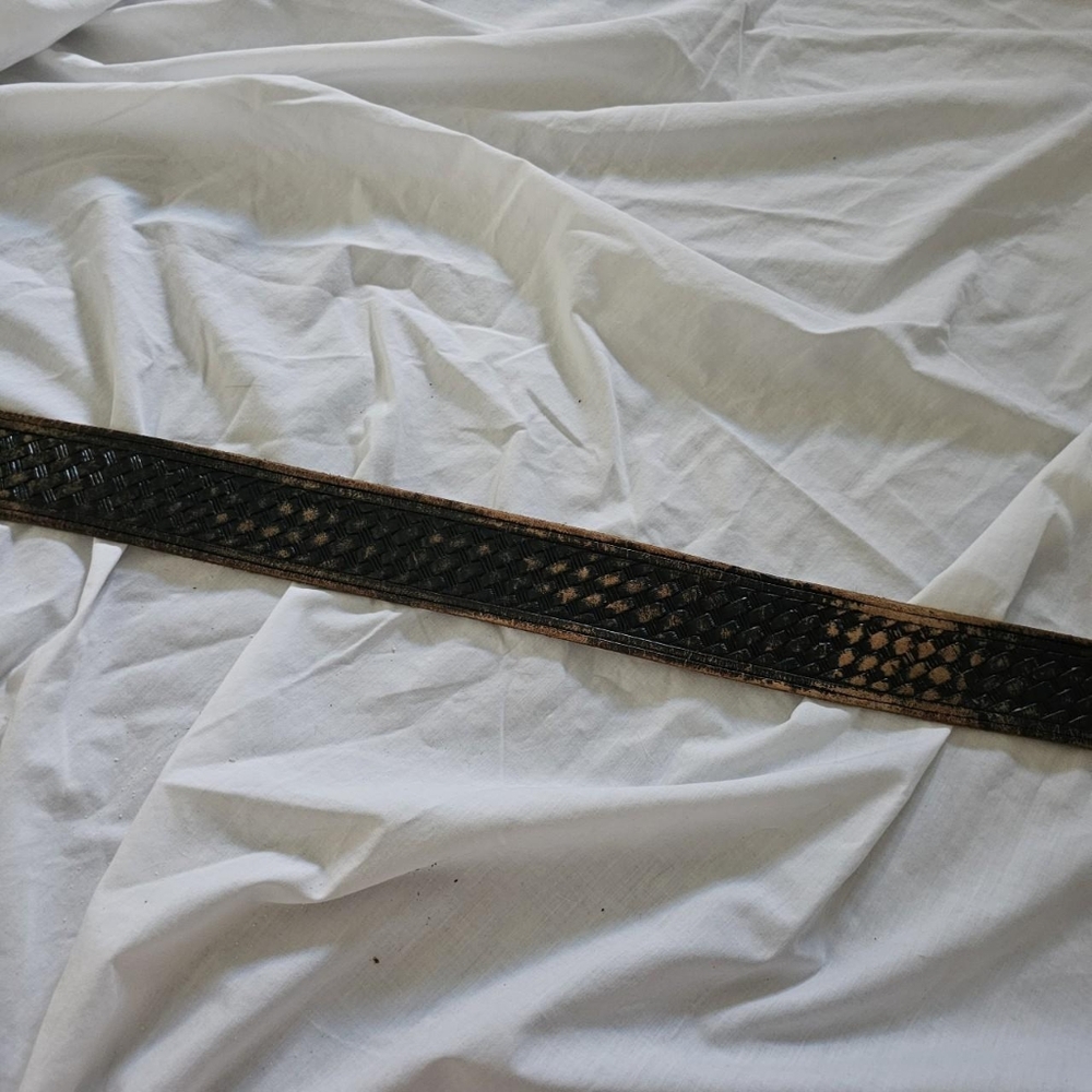 Vintage Braided Patterned Brown Aged Vintage Leat… - image 3